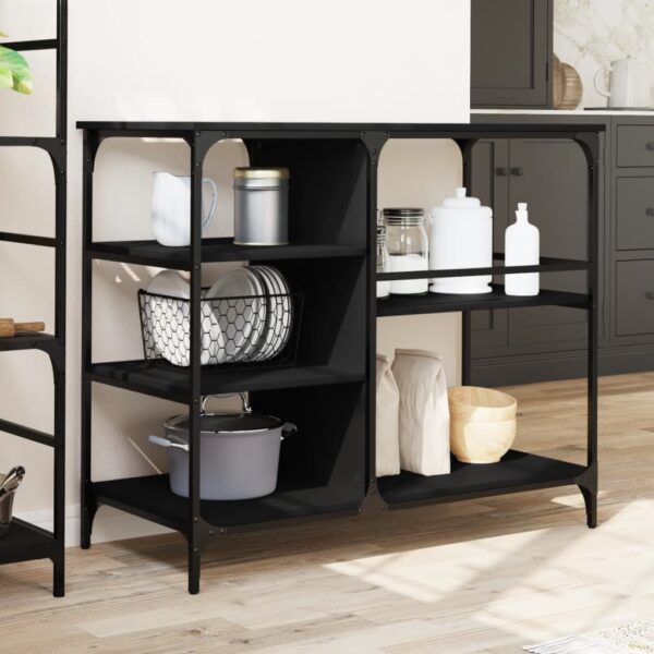 vidaXL Kitchen Trolley Black 39.4"x17.7"x35.2" Engineered Wood - Image 3