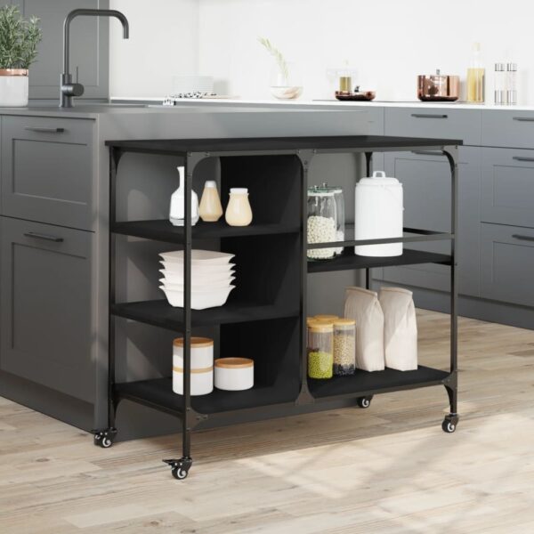 vidaXL Kitchen Trolley Black 39.4"x17.7"x35.2" Engineered Wood - Image 4