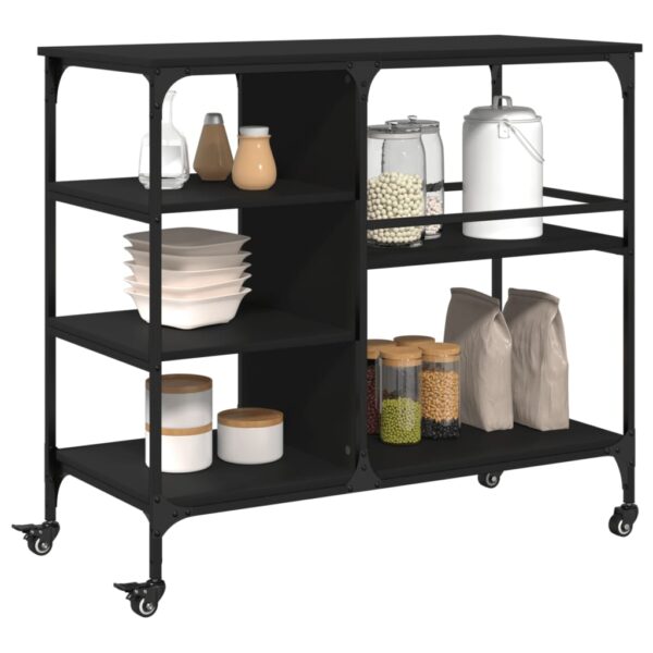 vidaXL Kitchen Trolley Black 39.4"x17.7"x35.2" Engineered Wood - Image 6