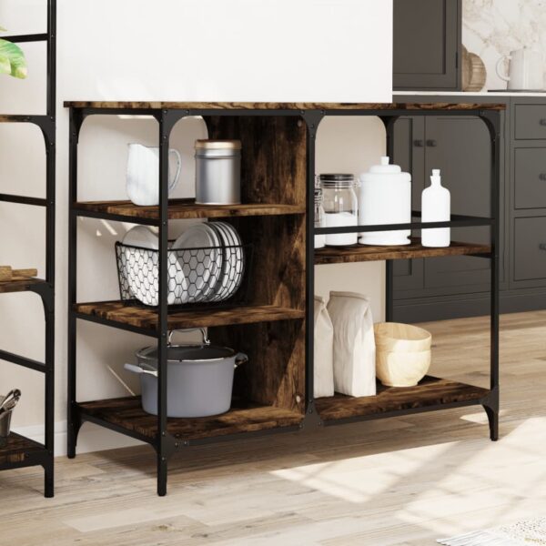 vidaXL Kitchen Trolley Smoked Oak 39.4"x17.7"x35.2" Engineered Wood - Image 3