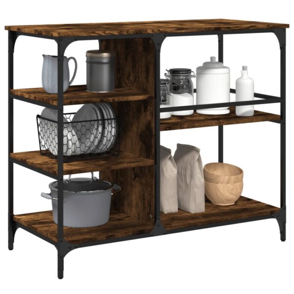 vidaXL Kitchen Trolley Smoked Oak 39.4"x17.7"x35.2" Engineered Wood - Image 5