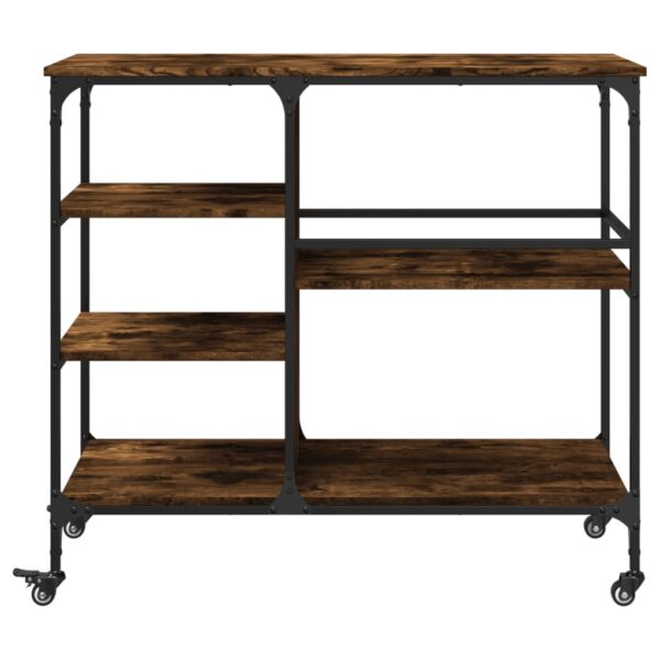 vidaXL Kitchen Trolley Smoked Oak 39.4"x17.7"x35.2" Engineered Wood - Image 7