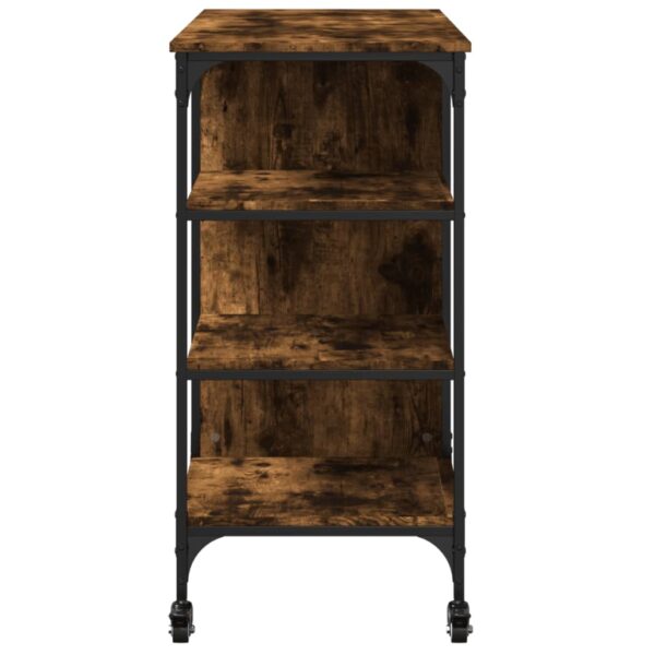 vidaXL Kitchen Trolley Smoked Oak 39.4"x17.7"x35.2" Engineered Wood - Image 8