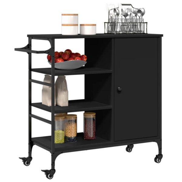 vidaXL Kitchen Trolley Black 34.4"x15.2"x33.3" Engineered Wood - Image 5