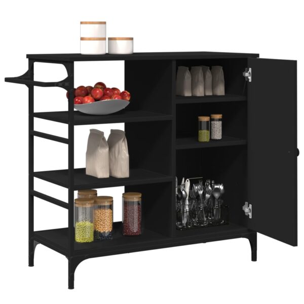 vidaXL Kitchen Trolley Black 34.4"x15.2"x33.3" Engineered Wood - Image 7