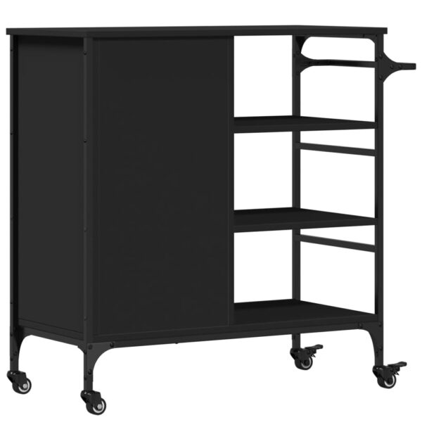 vidaXL Kitchen Trolley Black 34.4"x15.2"x33.3" Engineered Wood - Image 11