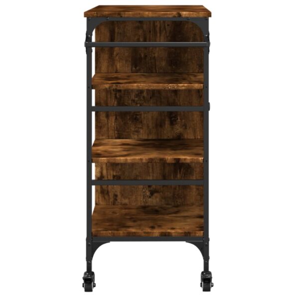 vidaXL Kitchen Trolley Smoked Oak 34.4"x15.2"x33.3" Engineered Wood - Image 10