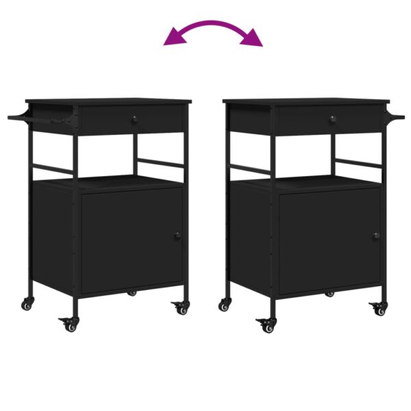 vidaXL Kitchen Trolley Black 22"x16.9"x35.2" Engineered Wood - Image 12