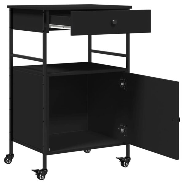 vidaXL Kitchen Trolley Black 22"x16.9"x35.2" Engineered Wood - Image 8