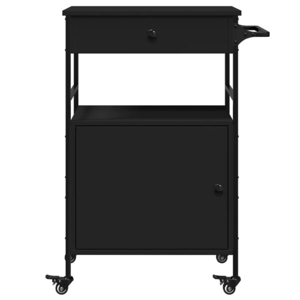 vidaXL Kitchen Trolley Black 22"x16.9"x35.2" Engineered Wood - Image 9