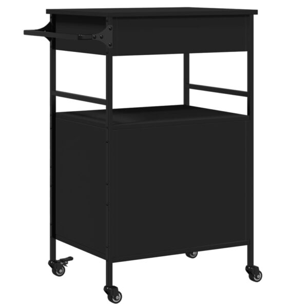 vidaXL Kitchen Trolley Black 22"x16.9"x35.2" Engineered Wood - Image 11