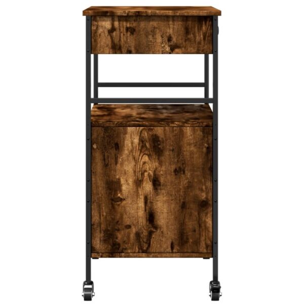 vidaXL Kitchen Trolley Smoked Oak 22"x16.9"x35.2" Engineered Wood - Image 10