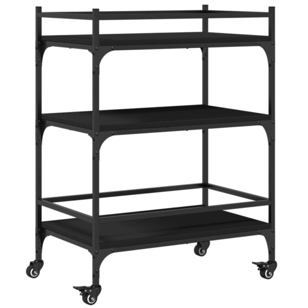 vidaXL Kitchen Trolley Black 25.6"x15.7"x34.1" Engineered Wood - Image 2