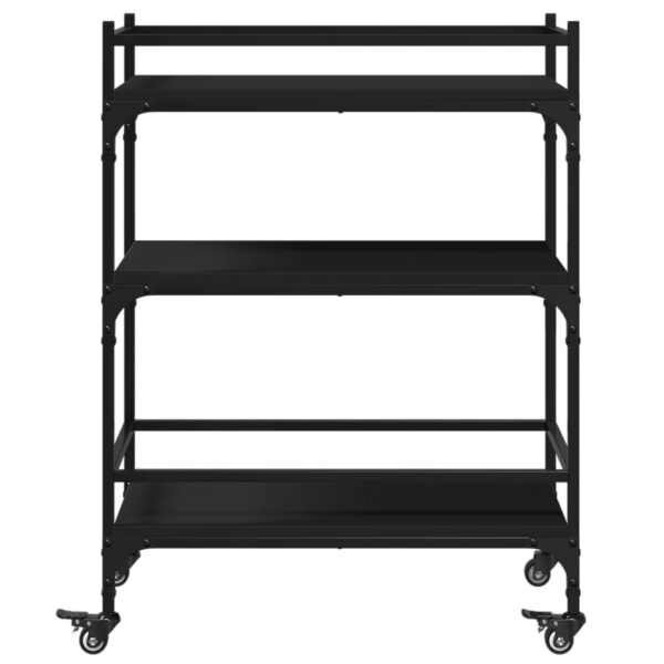 vidaXL Kitchen Trolley Black 25.6"x15.7"x34.1" Engineered Wood - Image 7