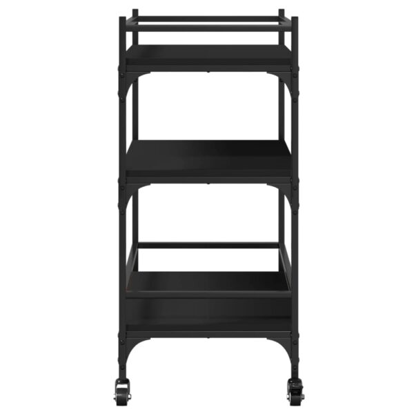 vidaXL Kitchen Trolley Black 25.6"x15.7"x34.1" Engineered Wood - Image 8