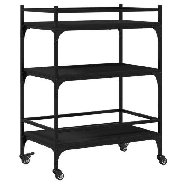 vidaXL Kitchen Trolley Black 25.6"x15.7"x34.1" Engineered Wood - Image 9