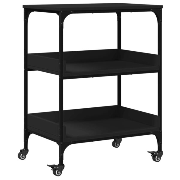 vidaXL Kitchen Trolley Black 23.6"x16.1"x31.7" Engineered Wood - Image 2