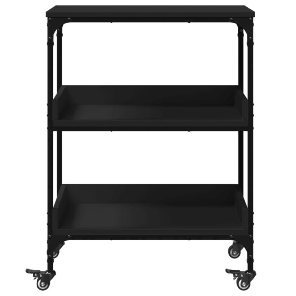 vidaXL Kitchen Trolley Black 23.6"x16.1"x31.7" Engineered Wood - Image 7