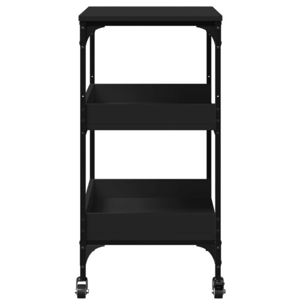 vidaXL Kitchen Trolley Black 23.6"x16.1"x31.7" Engineered Wood - Image 8