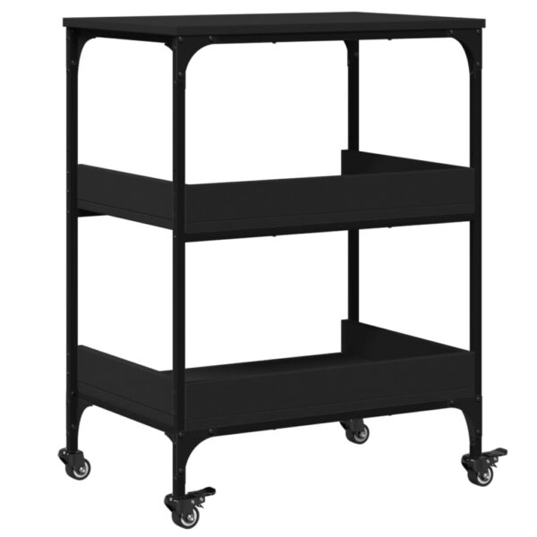 vidaXL Kitchen Trolley Black 23.6"x16.1"x31.7" Engineered Wood - Image 9