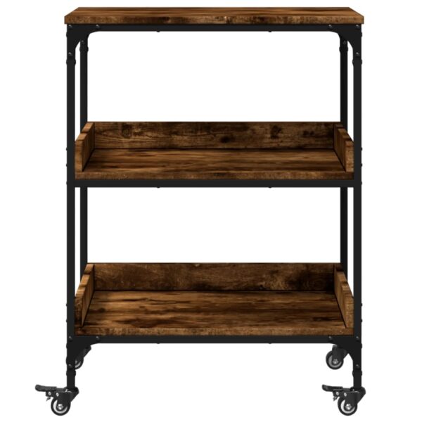 vidaXL Kitchen Trolley Smoked Oak 23.6"x16.1"x31.7" Engineered Wood - Image 7