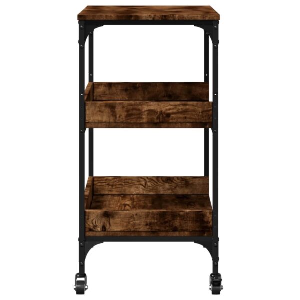 vidaXL Kitchen Trolley Smoked Oak 23.6"x16.1"x31.7" Engineered Wood - Image 8