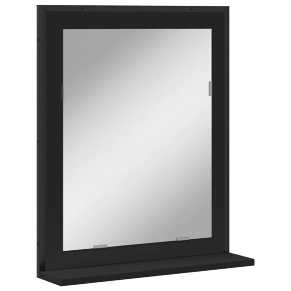 vidaXL Bathroom Mirror with Shelf Black 19.7"x4.7"x23.6" Engineered Wood - Image 2