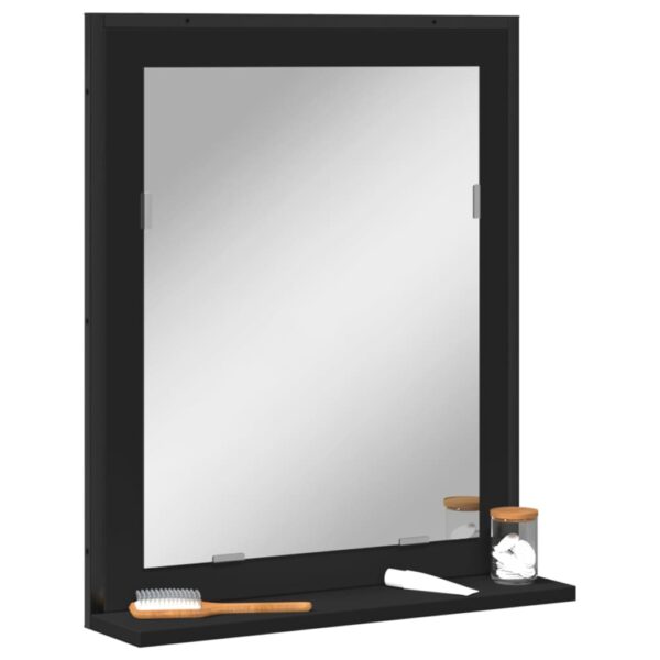 vidaXL Bathroom Mirror with Shelf Black 19.7"x4.7"x23.6" Engineered Wood