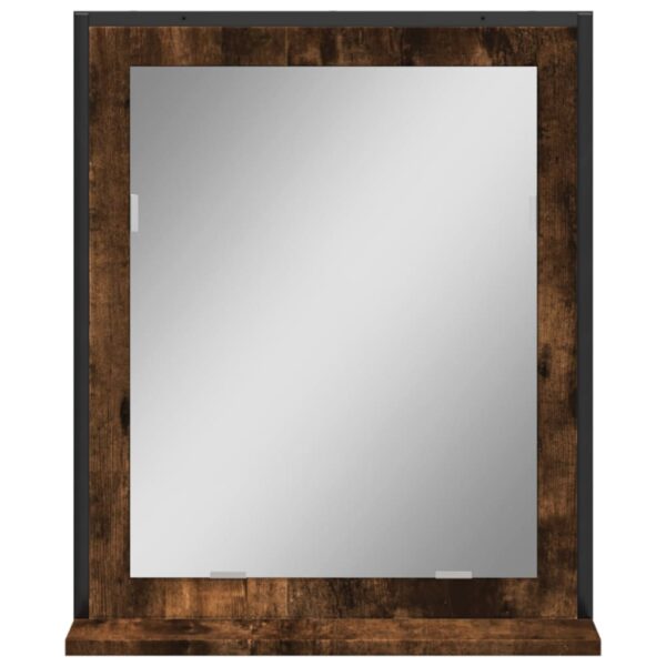 vidaXL Bathroom Mirror with Shelf Smoked Oak 19.7"x4.7"x23.6" Engineered Wood - Image 4