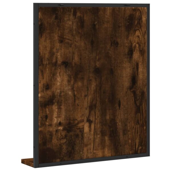 vidaXL Bathroom Mirror with Shelf Smoked Oak 19.7"x4.7"x23.6" Engineered Wood - Image 6