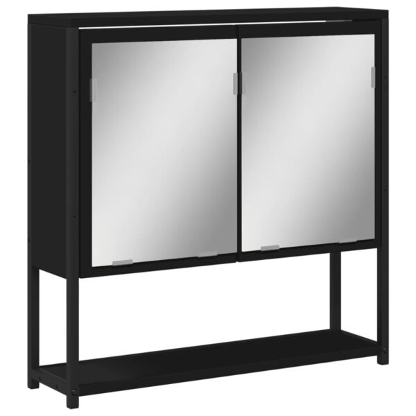 vidaXL Bathroom Mirror Cabinet Black 23.6"x6.3"x23.6" Engineered Wood - Image 2