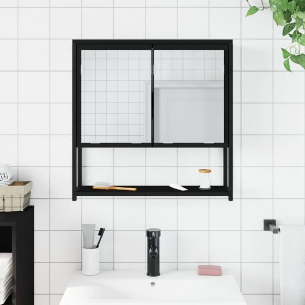 vidaXL Bathroom Mirror Cabinet Black 23.6"x6.3"x23.6" Engineered Wood - Image 3