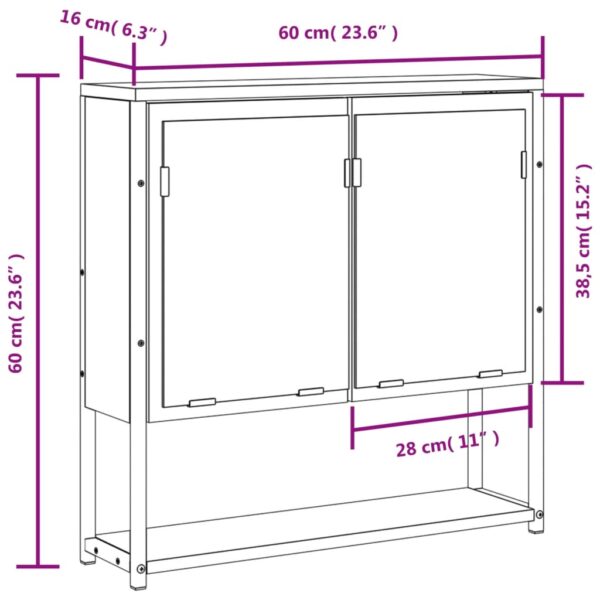 vidaXL Bathroom Mirror Cabinet Black 23.6"x6.3"x23.6" Engineered Wood - Image 12