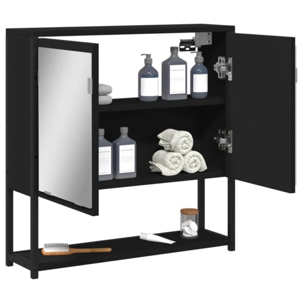 vidaXL Bathroom Mirror Cabinet Black 23.6"x6.3"x23.6" Engineered Wood - Image 4