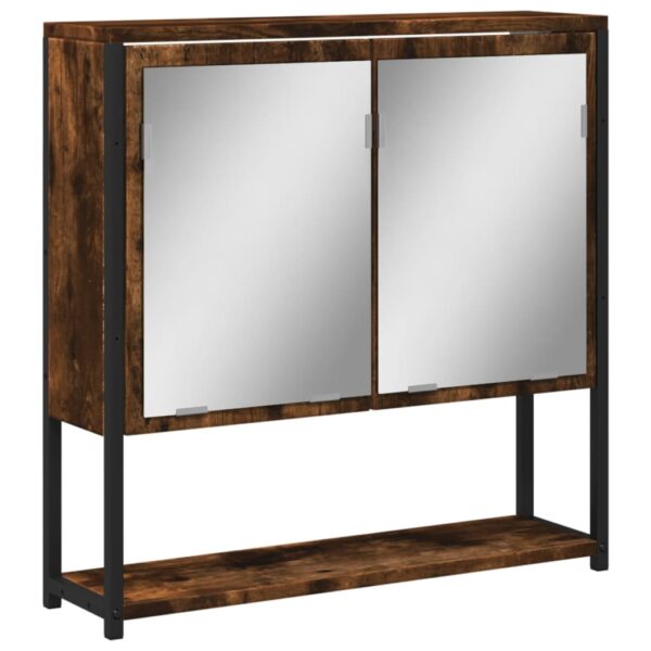 vidaXL Bathroom Mirror Cabinet Smoked Oak 23.6"x6.3"x23.6" Engineered Wood - Image 2