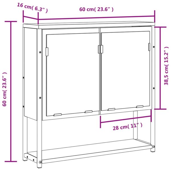 vidaXL Bathroom Mirror Cabinet Smoked Oak 23.6"x6.3"x23.6" Engineered Wood - Image 12