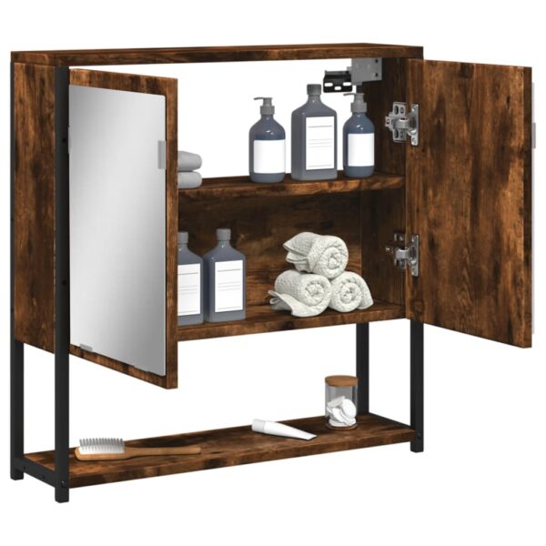 vidaXL Bathroom Mirror Cabinet Smoked Oak 23.6"x6.3"x23.6" Engineered Wood - Image 4