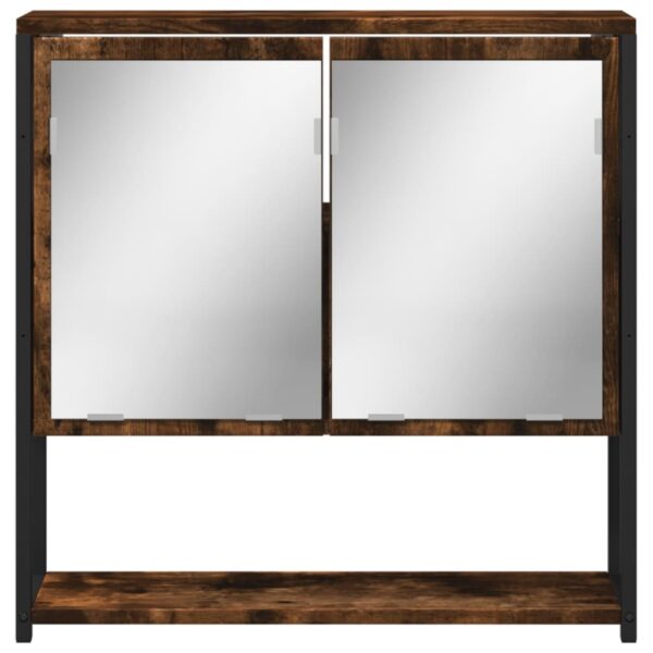 vidaXL Bathroom Mirror Cabinet Smoked Oak 23.6"x6.3"x23.6" Engineered Wood - Image 5