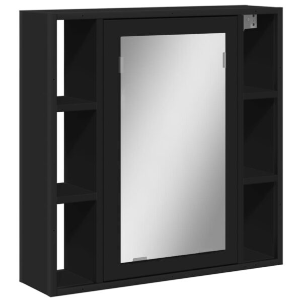 vidaXL Bathroom Mirror Cabinet Black 23.6"x6.3"x23.6" Engineered Wood - Image 2