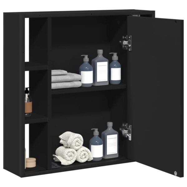 vidaXL Bathroom Mirror Cabinet Black 23.6"x6.3"x23.6" Engineered Wood - Image 4