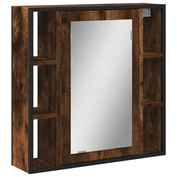 vidaXL Bathroom Mirror Cabinet Smoked Oak 23.6"x6.3"x23.6" Engineered Wood - Image 2