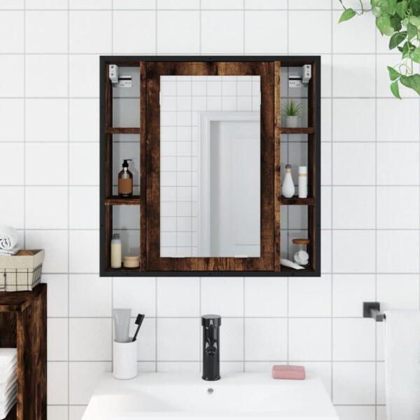 vidaXL Bathroom Mirror Cabinet Smoked Oak 23.6"x6.3"x23.6" Engineered Wood - Image 3