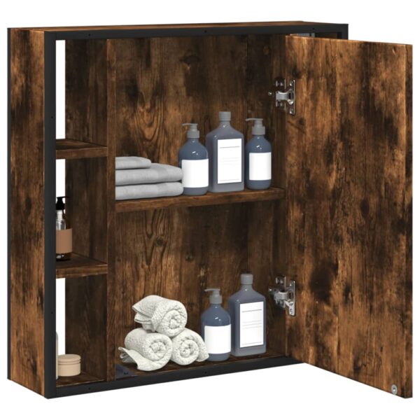 vidaXL Bathroom Mirror Cabinet Smoked Oak 23.6"x6.3"x23.6" Engineered Wood - Image 4