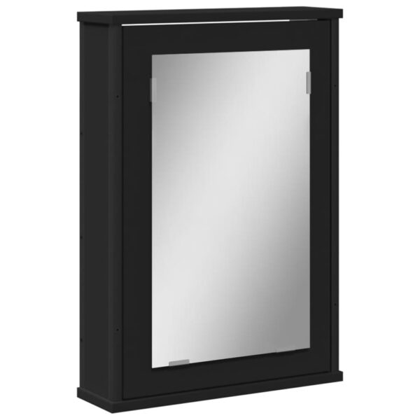 vidaXL Bathroom Mirror Cabinet Black 16.5"x4.7"x23.6" Engineered Wood - Image 2