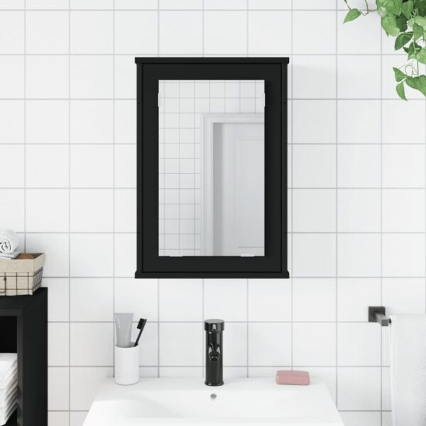 vidaXL Bathroom Mirror Cabinet Black 16.5"x4.7"x23.6" Engineered Wood - Image 3