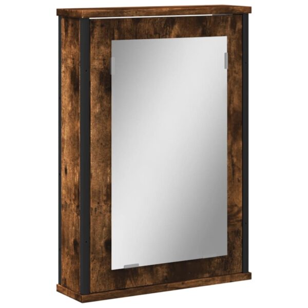 vidaXL Bathroom Mirror Cabinet Smoked Oak 16.5"x4.7"x23.6" Engineered Wood - Image 2