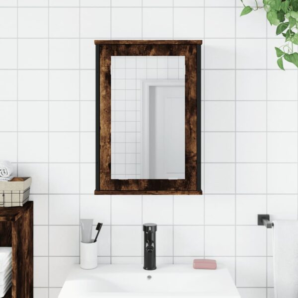 vidaXL Bathroom Mirror Cabinet Smoked Oak 16.5"x4.7"x23.6" Engineered Wood - Image 3