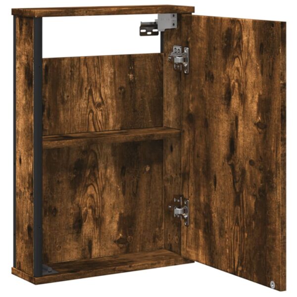 vidaXL Bathroom Mirror Cabinet Smoked Oak 16.5"x4.7"x23.6" Engineered Wood - Image 5