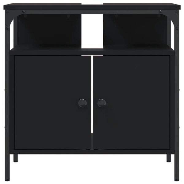 vidaXL Bathroom Sink Cabinet Black 23.6"x11.8"x23.6" Engineered Wood - Image 5