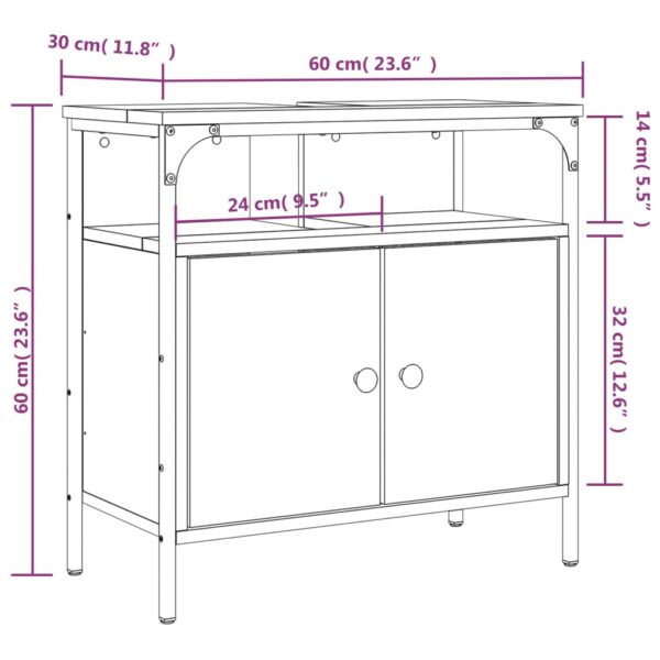 vidaXL Bathroom Sink Cabinet Black 23.6"x11.8"x23.6" Engineered Wood - Image 11